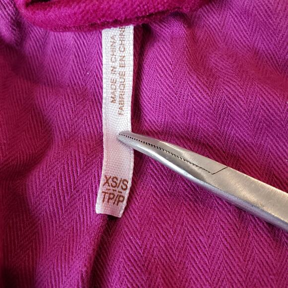 FREE PEOPLE Velvet Bomber Trucker Jacket Fuchsia Women's Size XS Fully Lined - Picture 3 of 15
